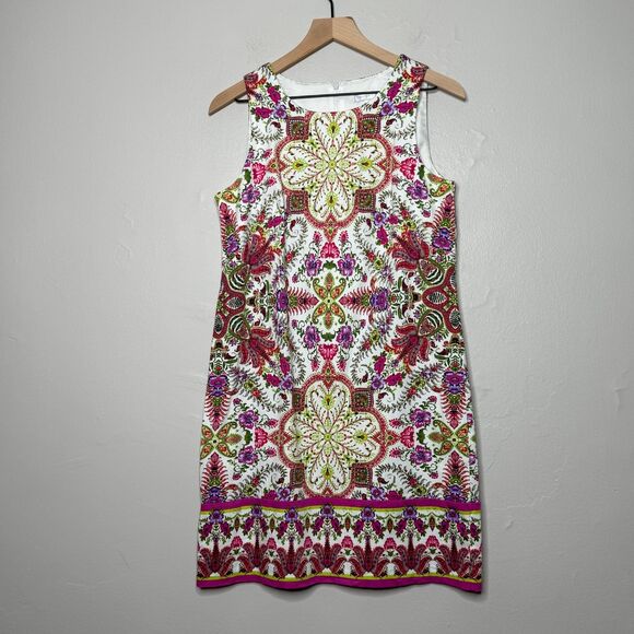 London Times Womens Sheath Dress 10 Pink Floral Green Sleeveless Event Spring - Picture 1 of 7